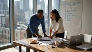 Founders reviewing family office plans together