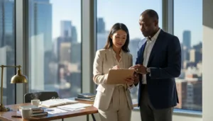 Family office professionals discussing wealth checklist