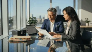 Family office executives discuss privacy in bright office