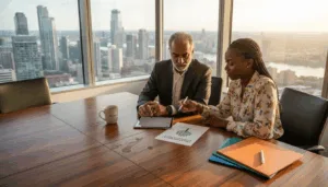 Family office team reviewing philanthropy plan