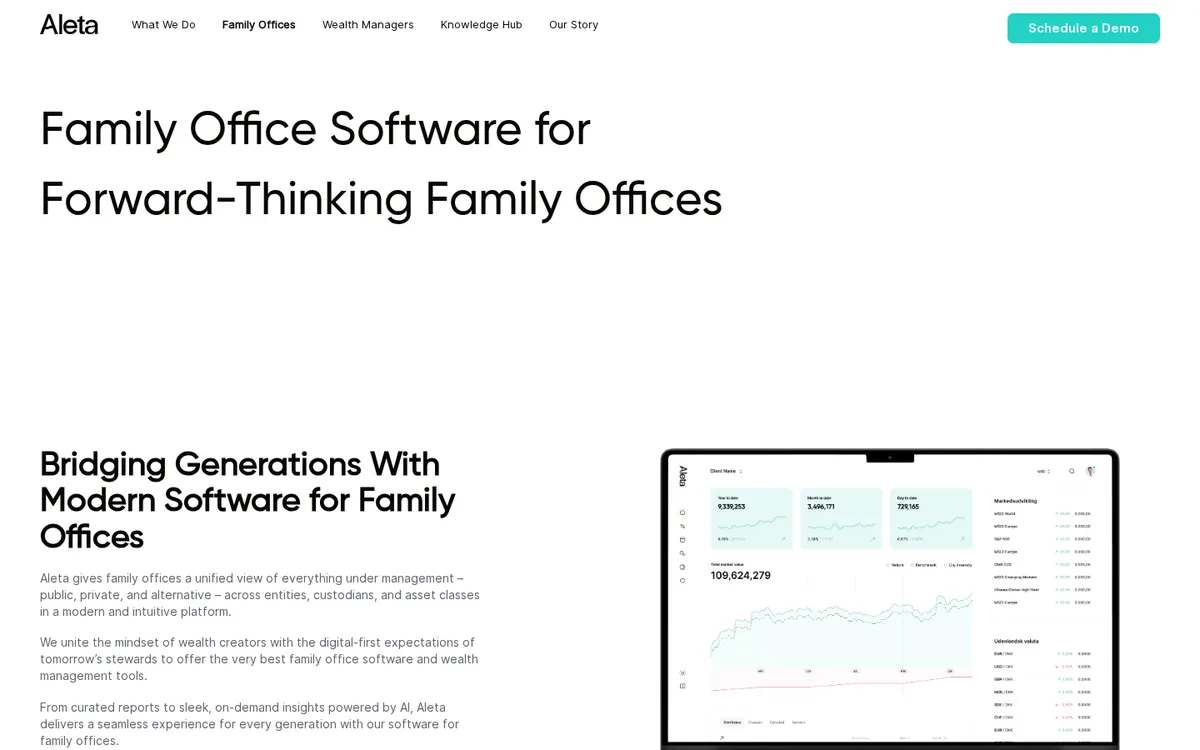 Aleta website homepage, October 2026