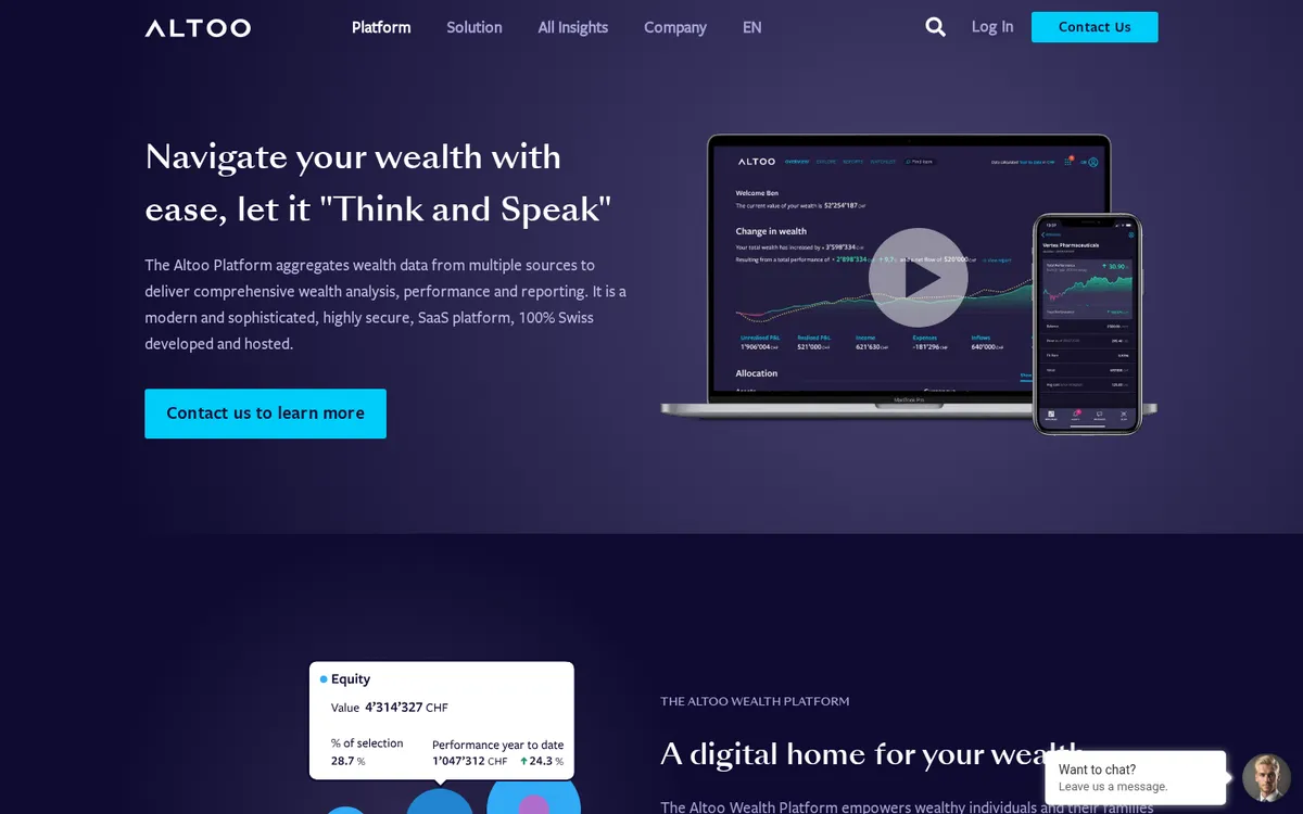 Altoo website homepage, October 2026