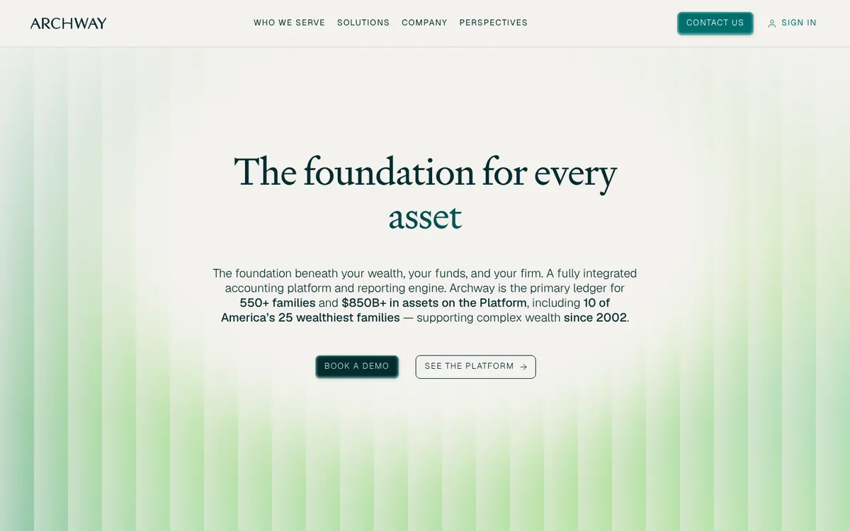 Archway website homepage, October 2026