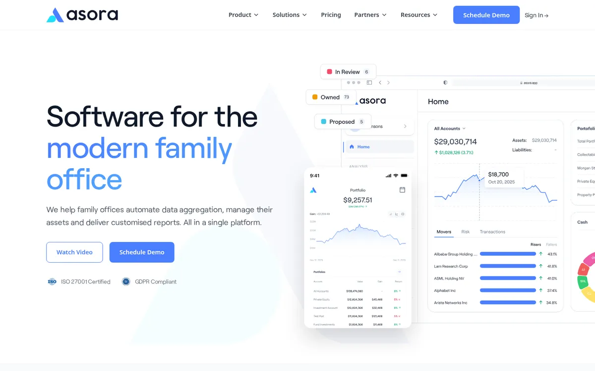 Asora website homepage, October 2026