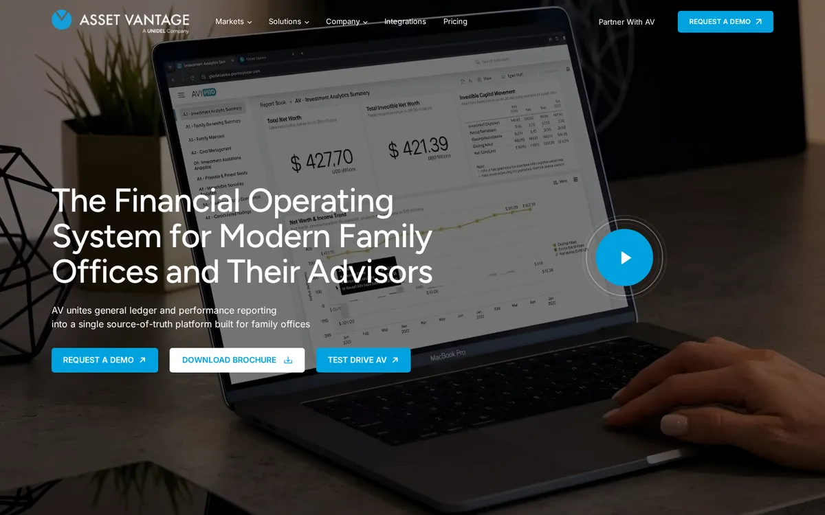 Asset Vantage website homepage, October 2026