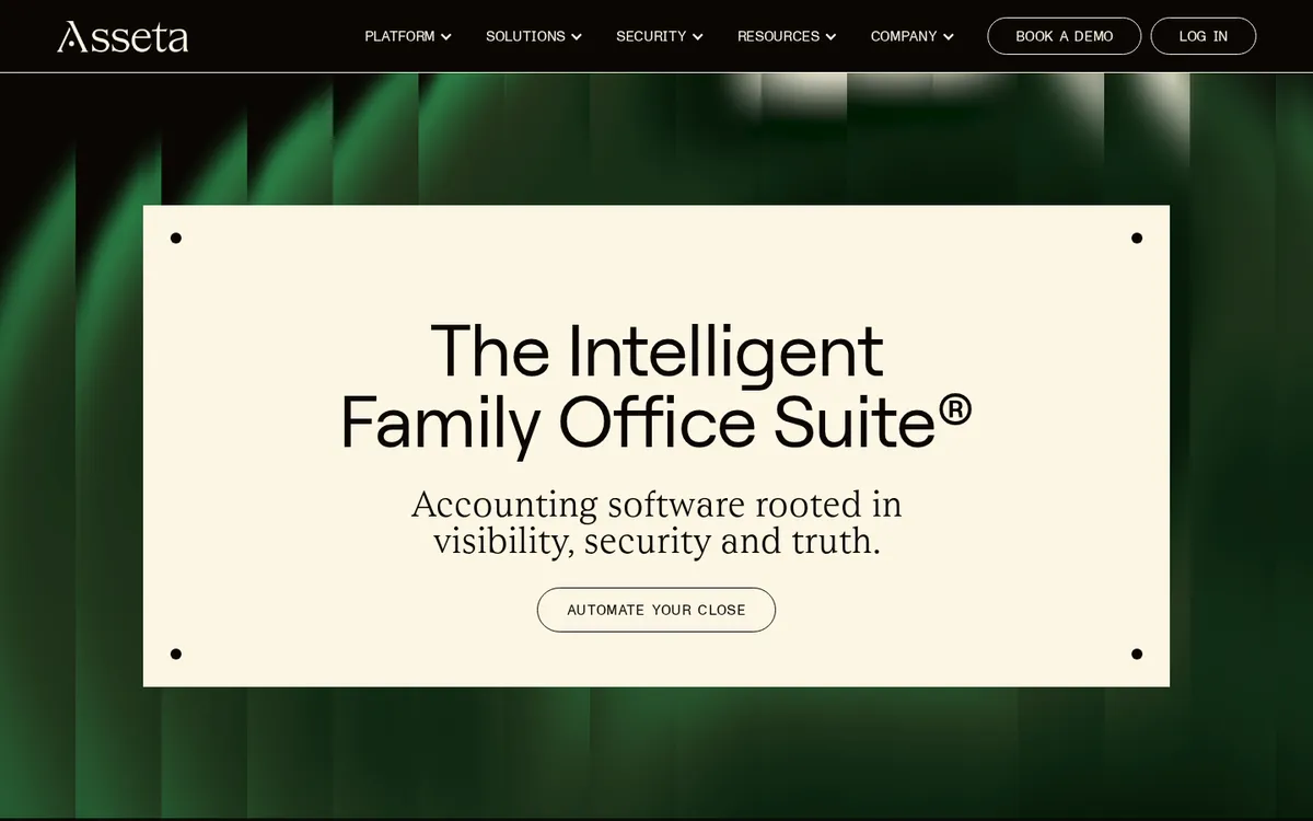 Asseta website homepage, October 2026