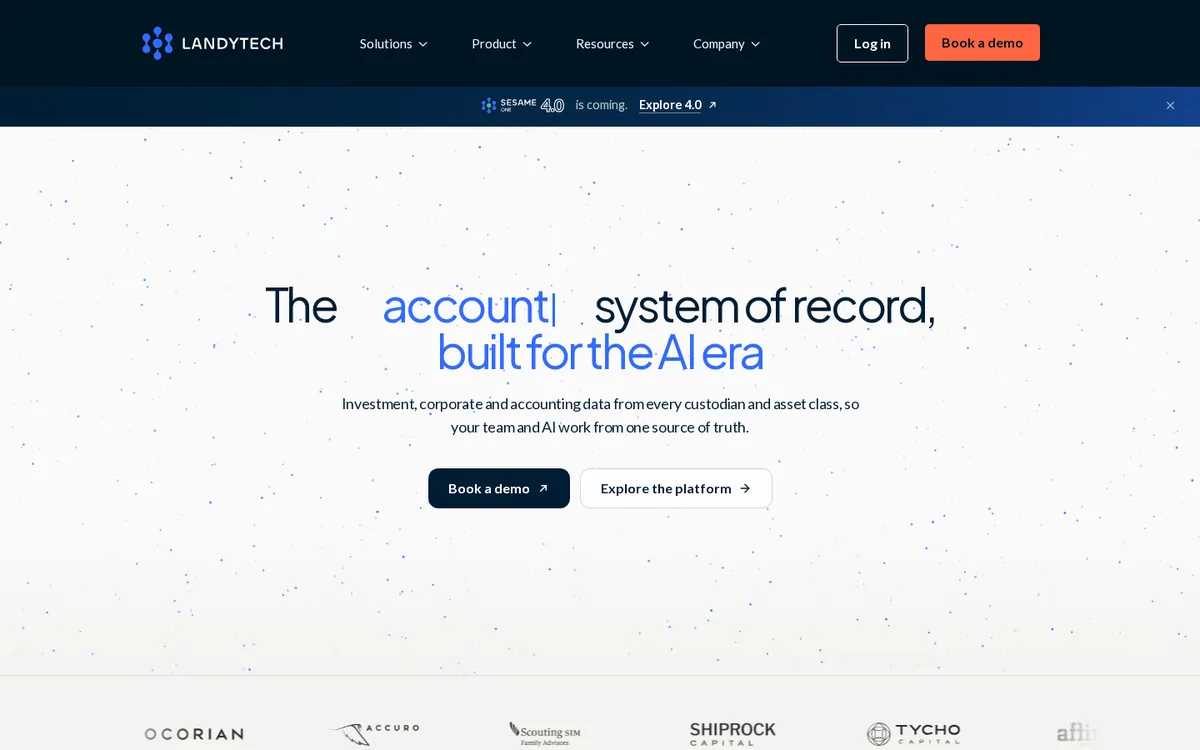 Landytech (Sesame) website homepage, October 2026