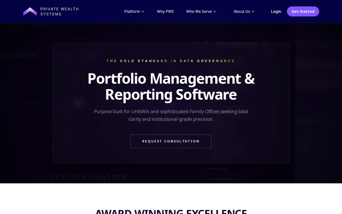 Private Wealth Systems website homepage, October 2026