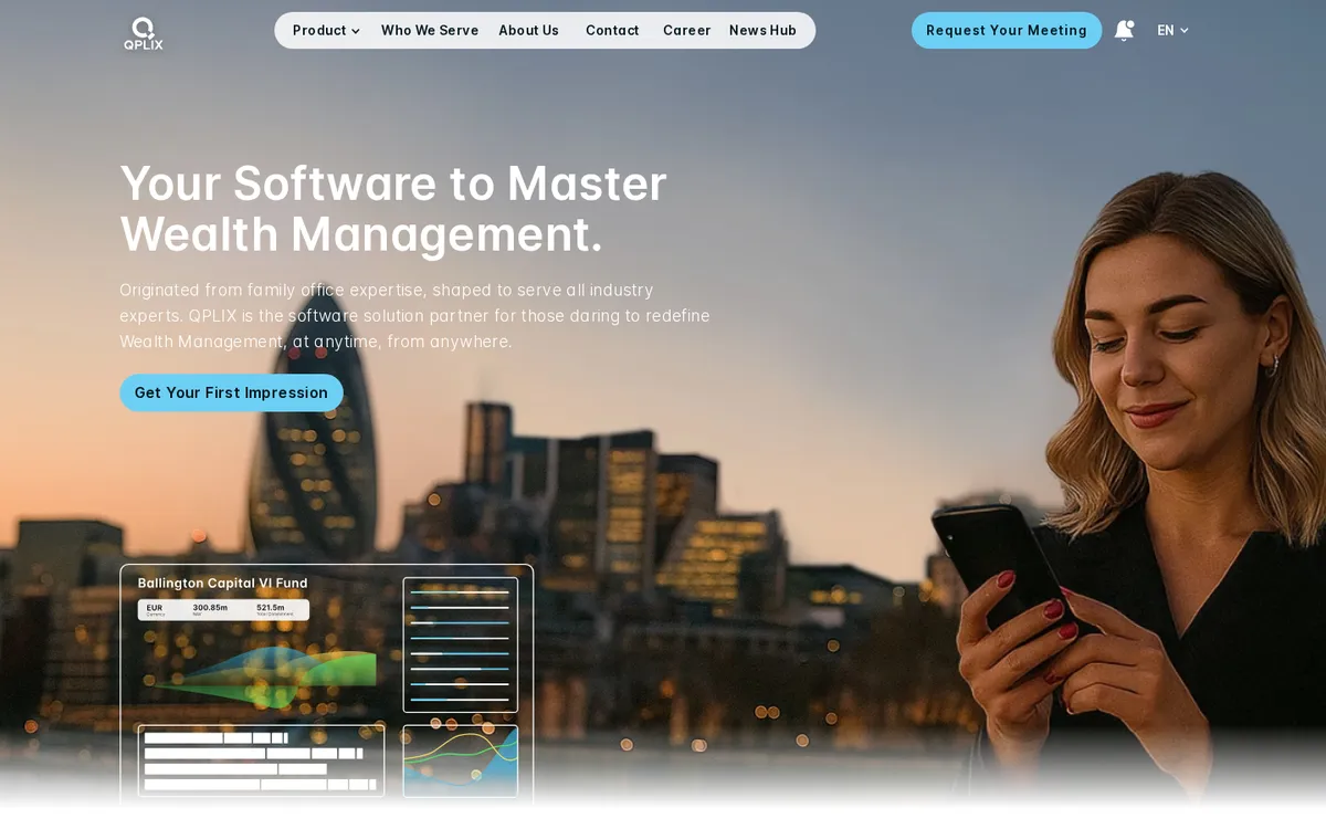 QPLIX website homepage, October 2026