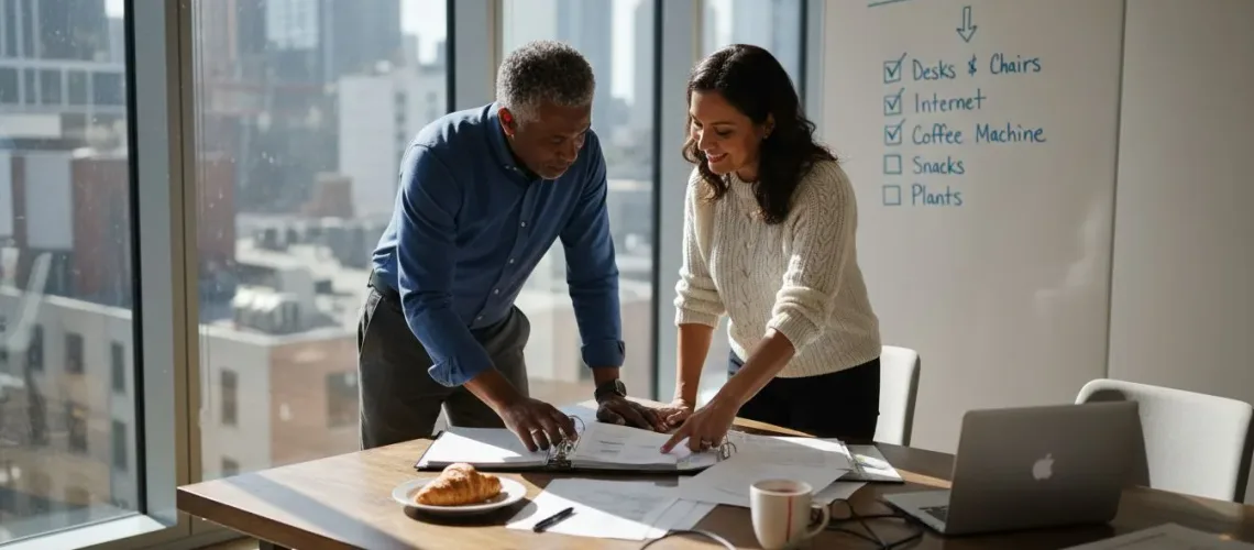 Founders reviewing family office plans together