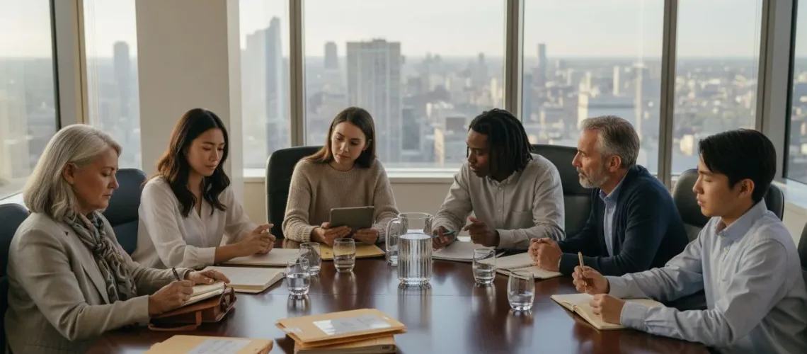 Family members meeting in office setting