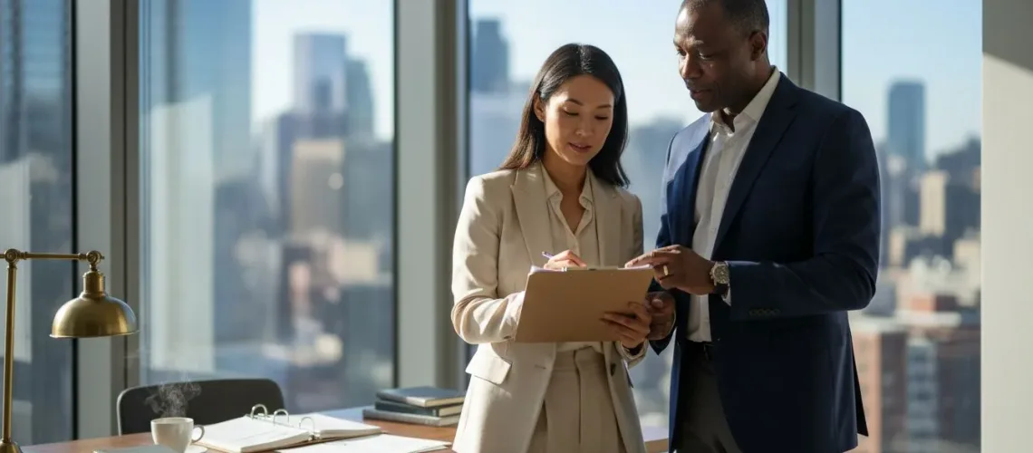 Family office professionals discussing wealth checklist