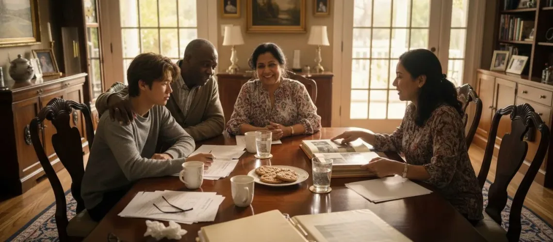 Family meeting discussing legacy planning