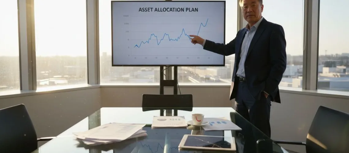 Wealth advisor reviewing asset allocation plan