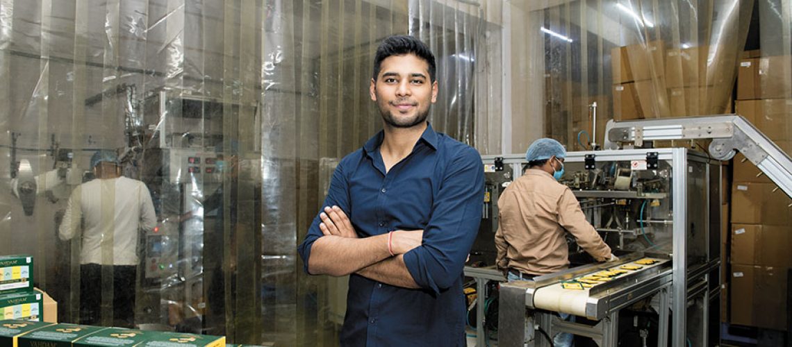 Bala Sarda, Founder and CEO of Vahdam Teas at his production facility in New Delhi.